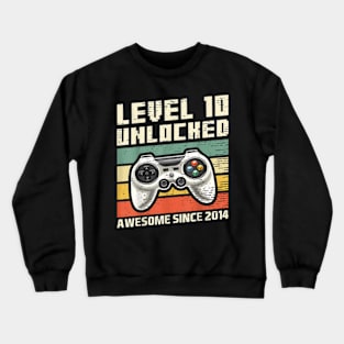 10th Birthday Gamer 10 Year Old Bday Boy Ten Son Crewneck Sweatshirt